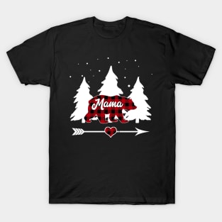 Mama Bear Buffalo Plaid Christmas Matching Family Pajama T-Shirt